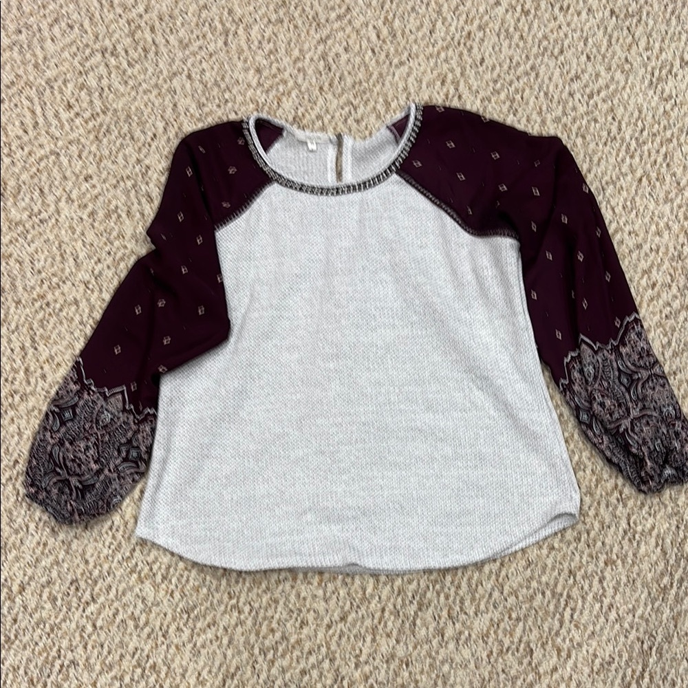 Maurices Purple and White Blouse Casual Cotton Blend